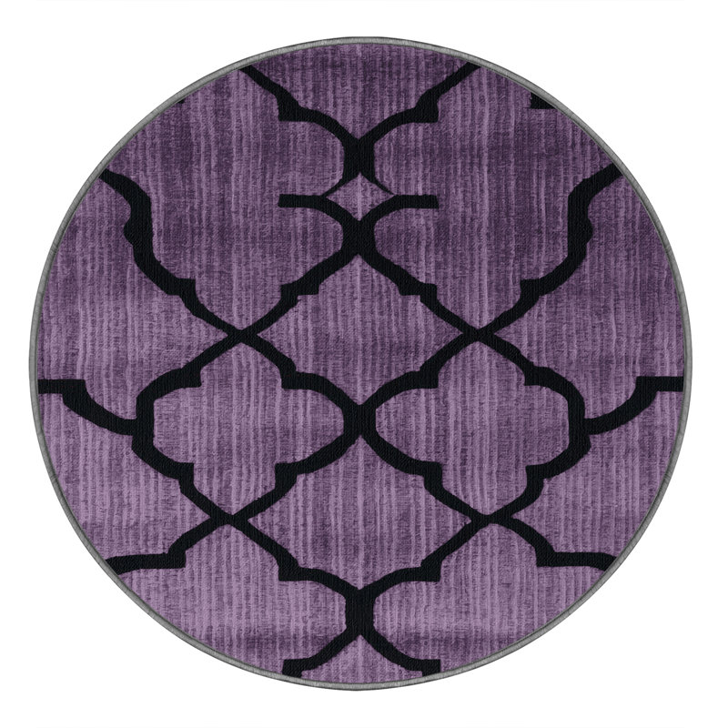 Tapis mauve lavable à la machine, Rond 5 pi