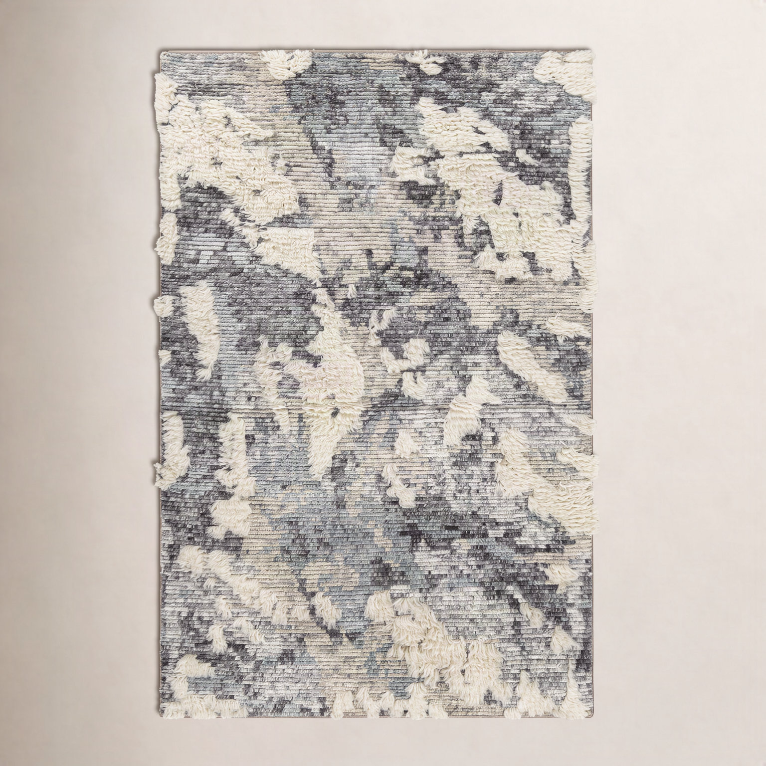 Arcus Cream Hand-Knotted Abstract Rug, Rectangle 2' x 3'