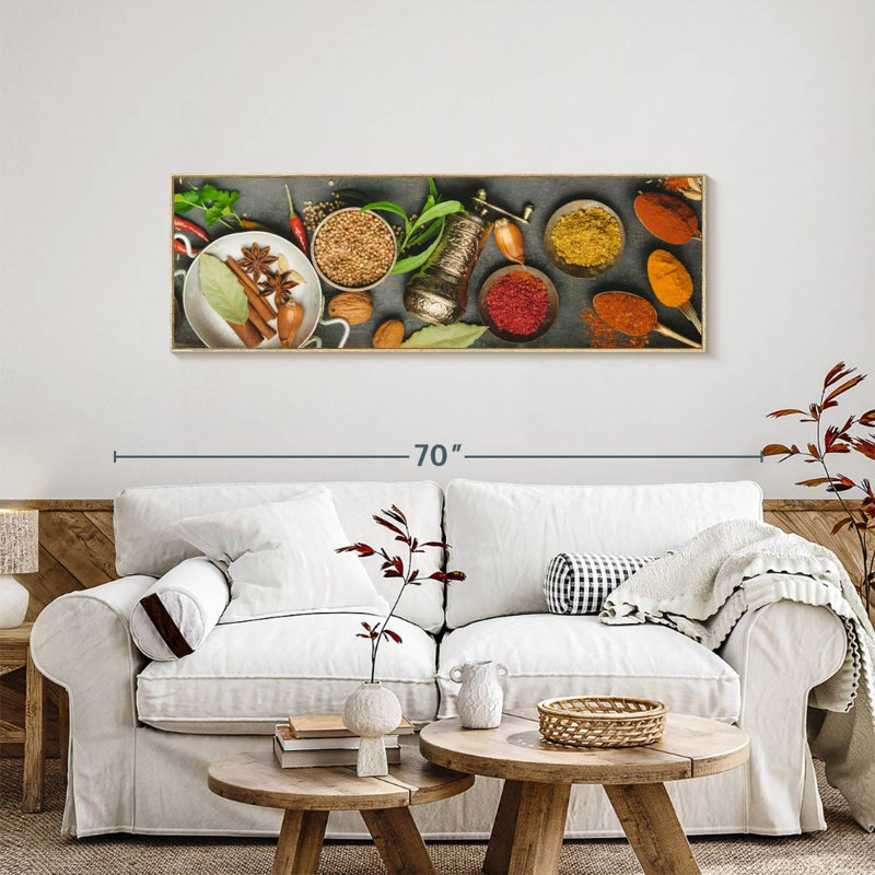 Fines herbes et épices, Cadre flottant en bois naturel, 57 po x 19 po