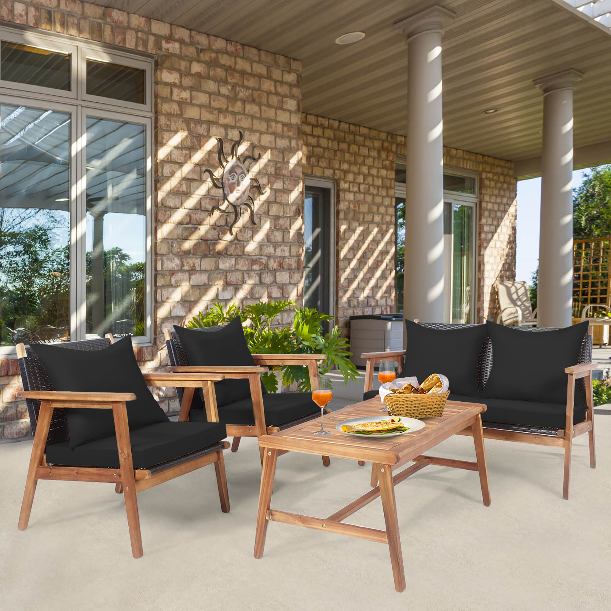 Winston Porter Ferraro 4 Piece Rattan Sofa Seating Group with Cushions ...