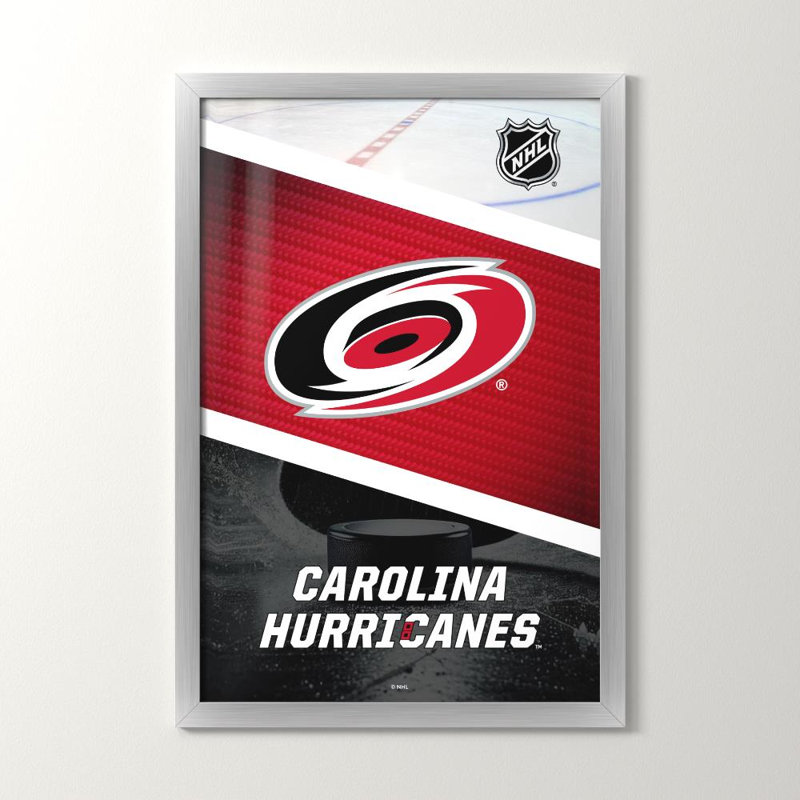 Décoration murale des Hurricanes de la Caroline (LNH), 48" H x 32" W, Framed Acrylic, Argent