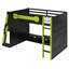Lit mezzanine avec bureau Winora, structure en bois durable et éclairage RVB-557477351