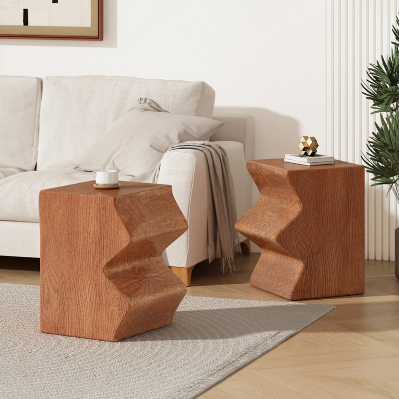 Table d'appoint, ensemble de 2 tables d'appoint rectangulaires d'extérieur, tabourets de jardin décoratifs pour l'intérieur et l'extérieur, table d'appoint, table d'appoint de patio, table d'appoint gigogne, aspect bois naturel