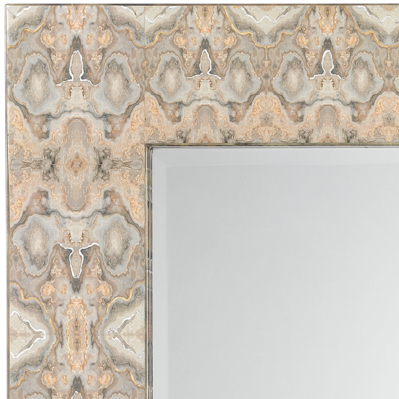 Rorschach Flat Engineered Wood Beveled Wall Mirror, Cream/Gray