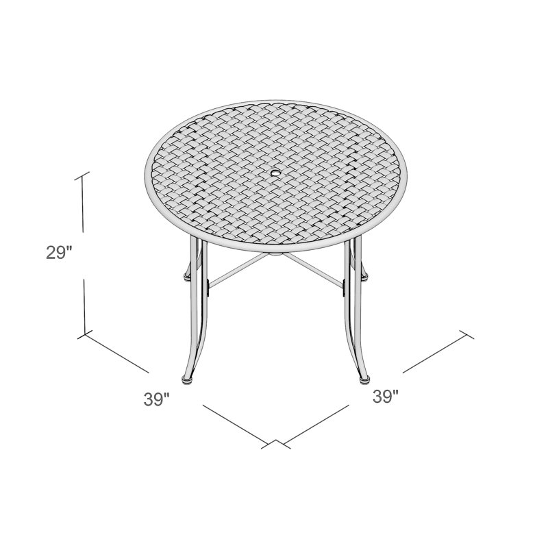 Doric Round Metal Outdoor Dining Table With Umbrella Hole , in. W 39'' in. D, Bronze