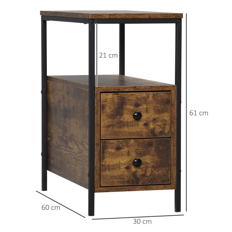 Bubba Narrow Side Table with Storage
