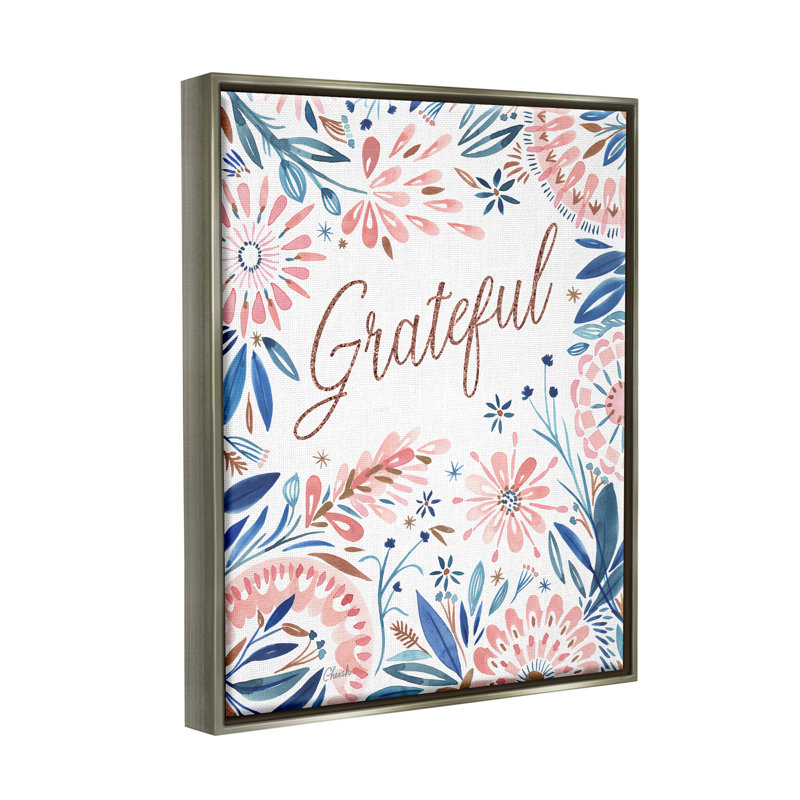 «Grateful Pink Floral Blossoms Floater», art mural sur toile par Cherish Flieder, H 21 po x l 17 po x P 1,7 po