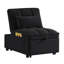 4 In 1 Bed With Pillows, Adjustable , Black Velvet Fabric, Design Comfortable Upholstery, Space-1267303382