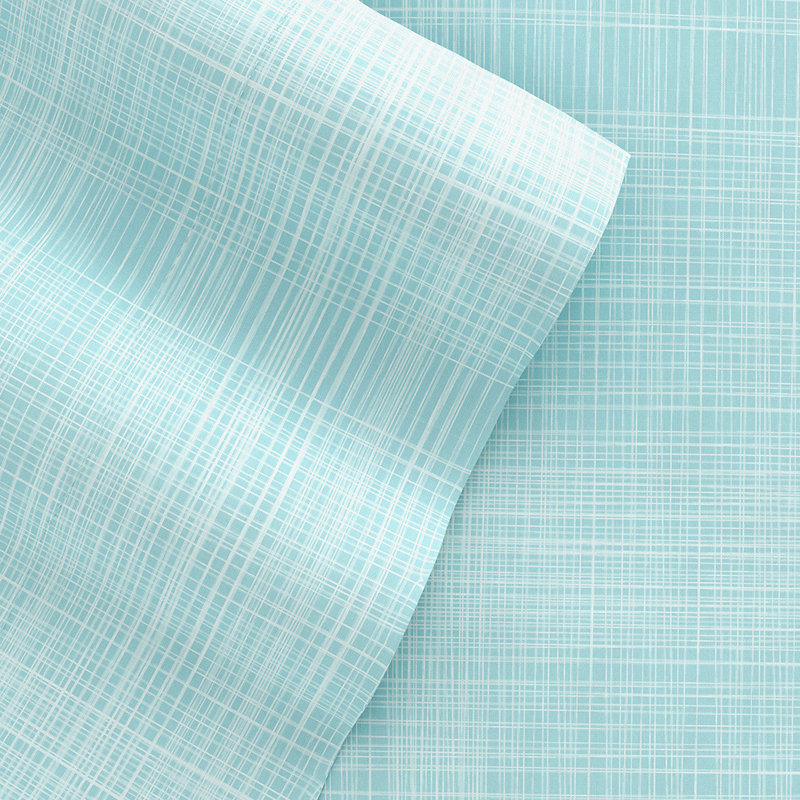 Sheet Set Solid Microfiber Ultra Soft Bedding, Aqua Geometric, Twin Sheet Set with 1 Pillowcase