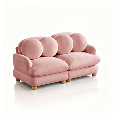 Comfy Chenille Loveseat Sofa, Modular 2-Seater with 4 Throw Pillows