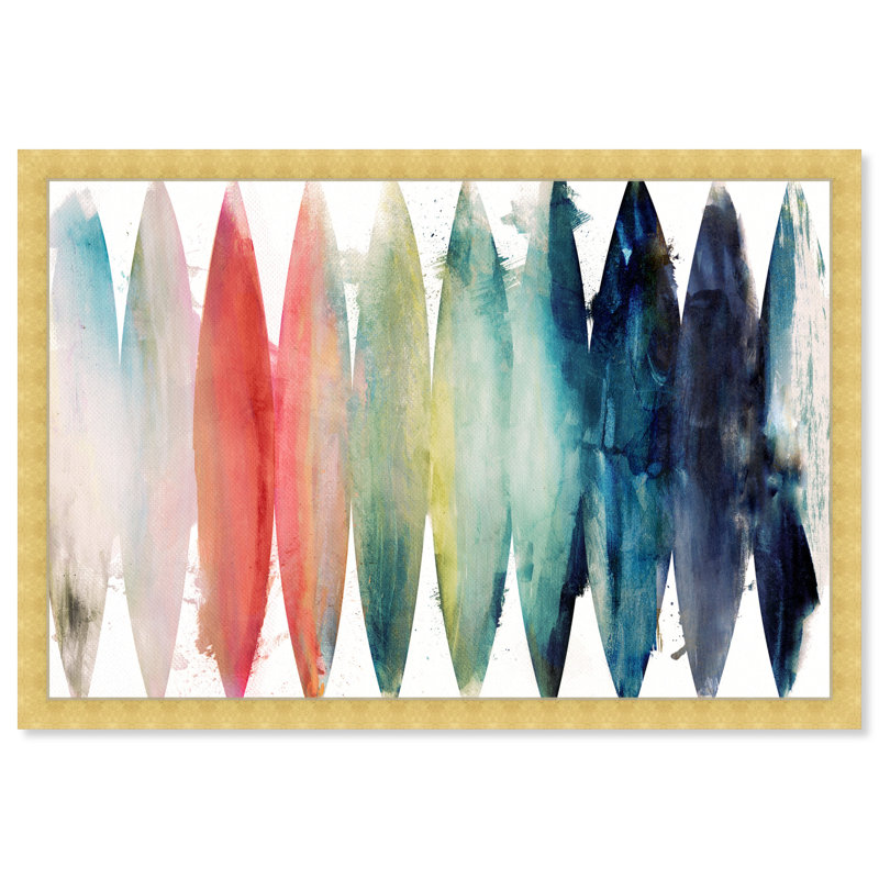 Peinture abstraite colorée, reproduction d'art contemporaine encadrée pour chambre à coucher, H 38 po x l 38 po, Cadre doré