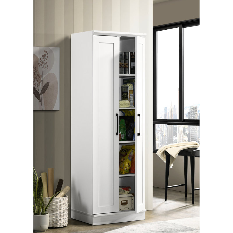 Armoire blanche de 23 po avec panneau encadré et 4 tablettes réglables - panneau, tablettes pratiques