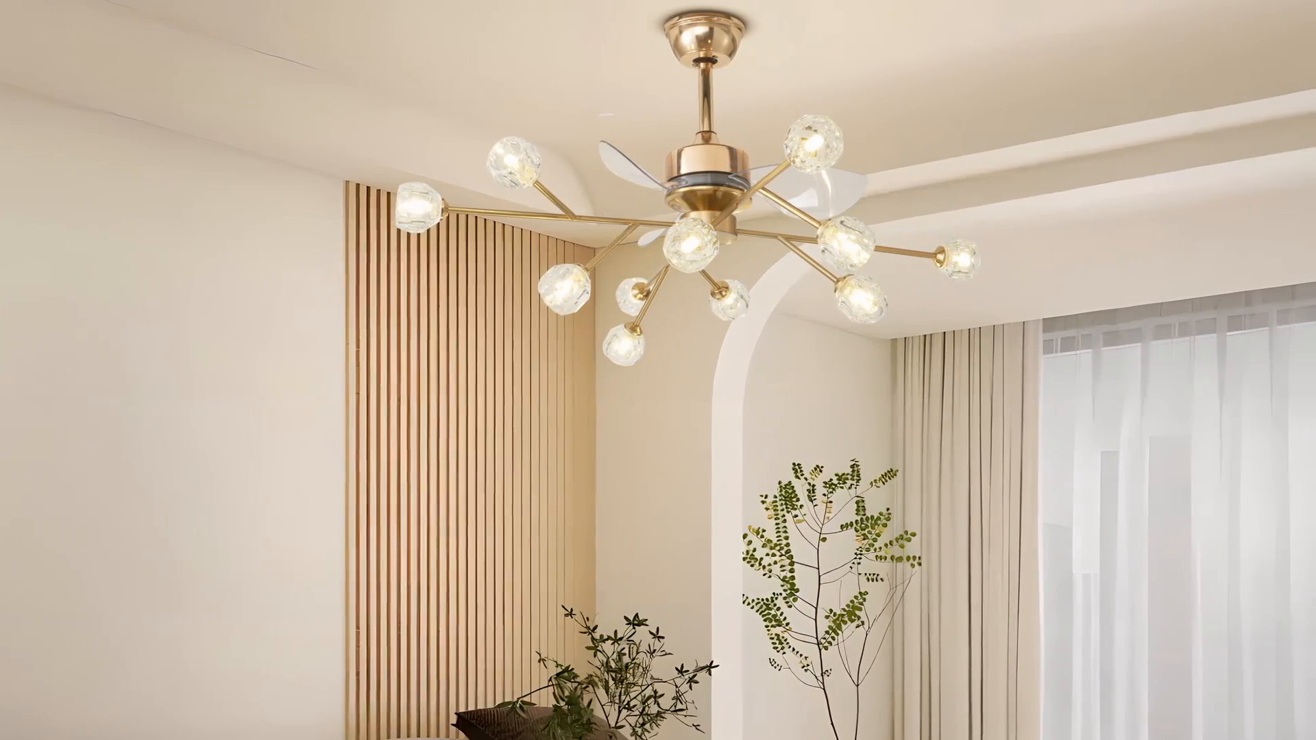 Mercer41 Sairy 42'' Ceiling Fan with 12-light Sputnik Chandelier 6