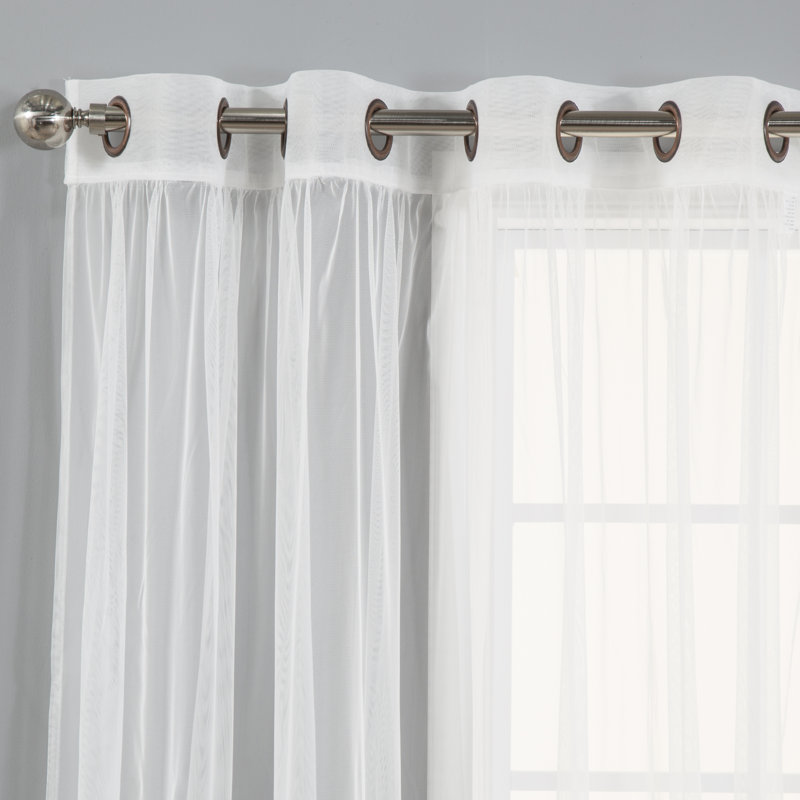 Attell Sheer Curtain Pair, 52" W x 63" L, White