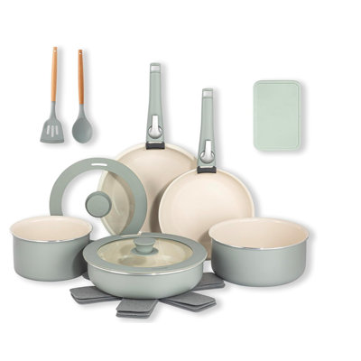 Gotham Steel 18 Piece Detachable Handle Ceramic Nonstick Cookware Set