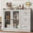 Storage Cabinet With Glass Doors And Shelves, 43" Coffee Bar Cabinet With 3 Drawers,Sideboard Buffet Cabinet With Storage,Buffet Table For Kitchen, Entryway, Bedroom, Living Room-836648836