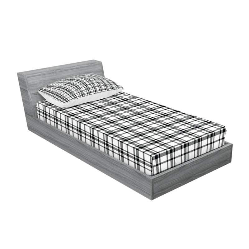 Ensemble de draps et taies décoratives à motif écossais Ambesonne, noir et blanc