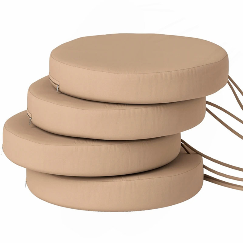 Soft Dining Chair Cushions,Set of 4 Round Seat Cushions(Only Including Cushion), Khaki