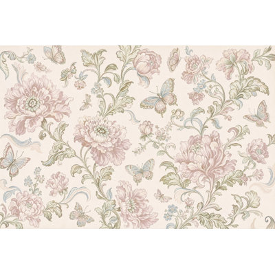 Papier peint rétro avec papillons floraux