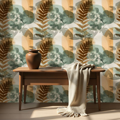 Papier peint auto-adhésif à motif de fougère tropicale à motif floral texturé auto-adhésif et amovible 17,7 po x 118 po (45 x 300 cm)