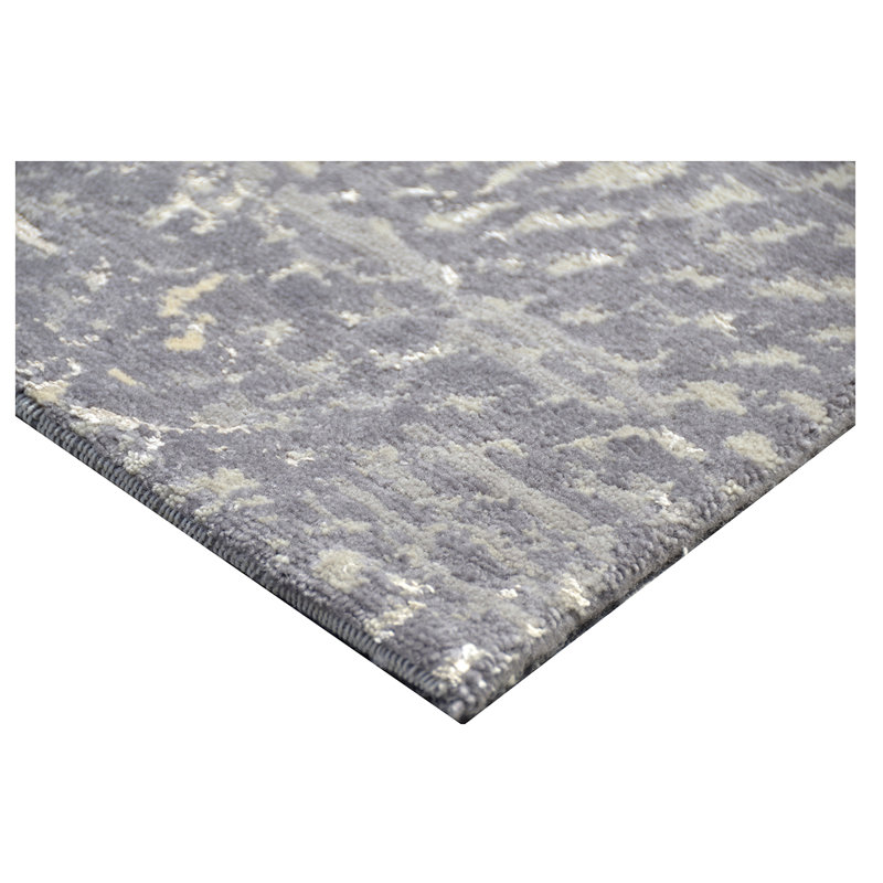 Tapis noué à la main ivoire / gris, Rectangle 9 pi x 12 pi