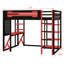 Lit mezzanine avec bureau d'étude, tablette de rangement et prise de courant-652058563