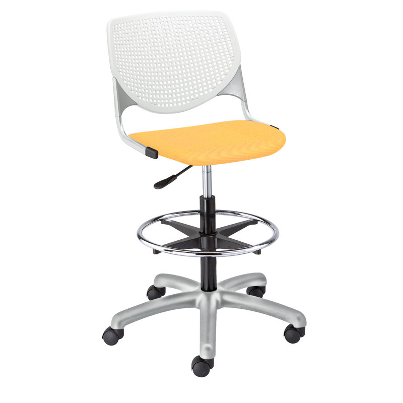 Tabouret de laboratoire réglable en hauteur Kool Poly avec dossier perforé, Jonquille