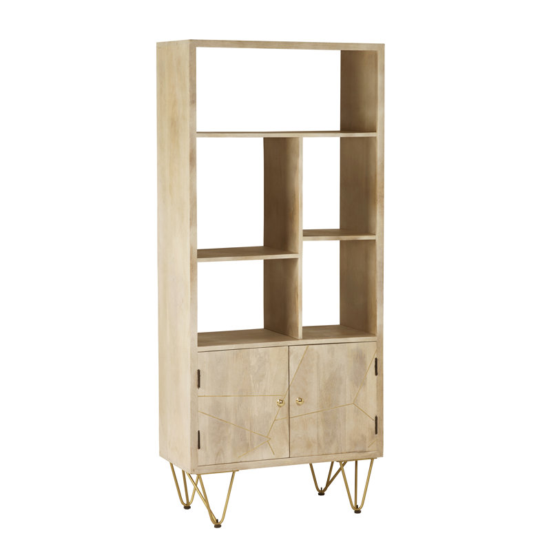 Aanika 180cm H x 80cm W Solid Wood Standard Bookcase, Oak