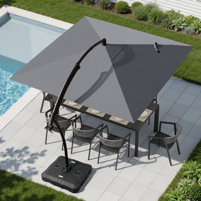  10' Square Patio Cantilever Umbrella with Weighted Base