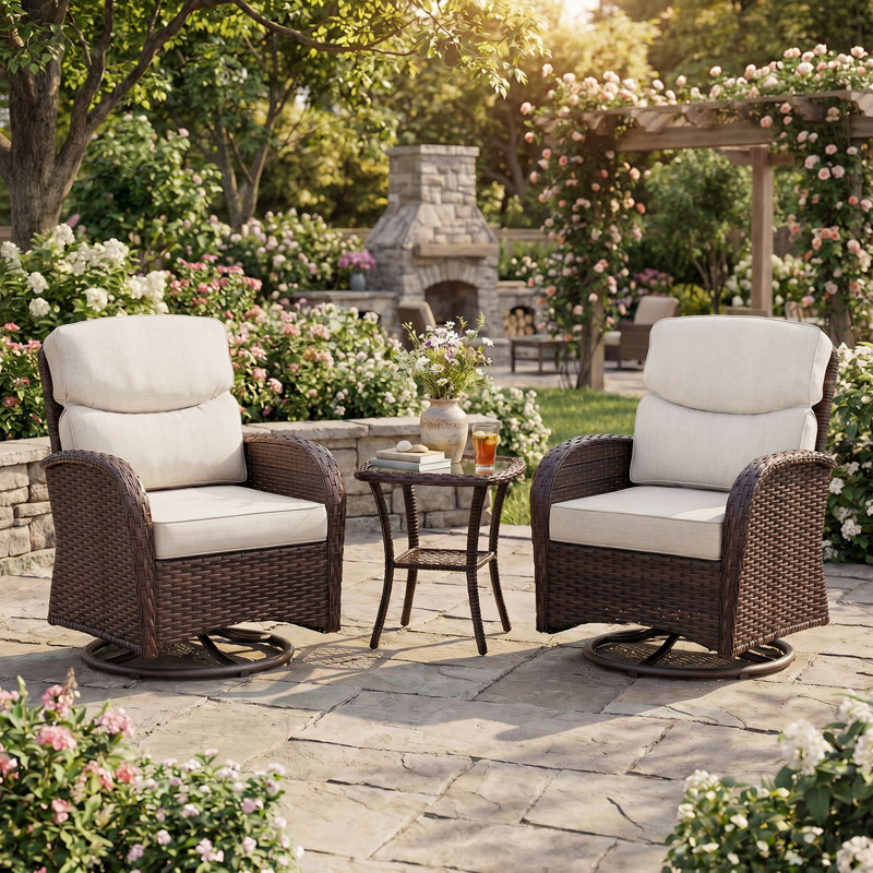  Smile Outdoor Chair Cushions Set, Sunbrella Fabric High Back and Deep Seating Outdoor Cushion, Set of 2, Canvas Flax