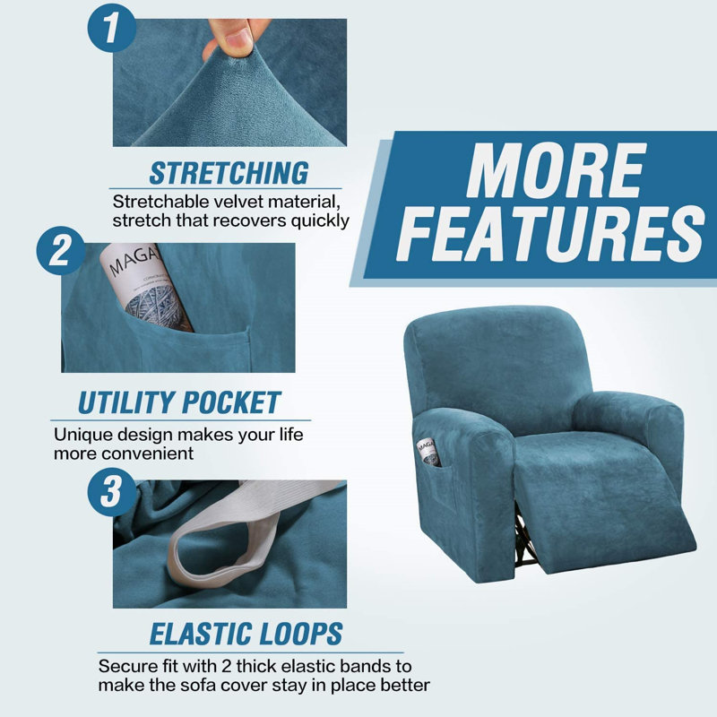 Housse pour fauteuil inclinable Dorchester, Bleu velours