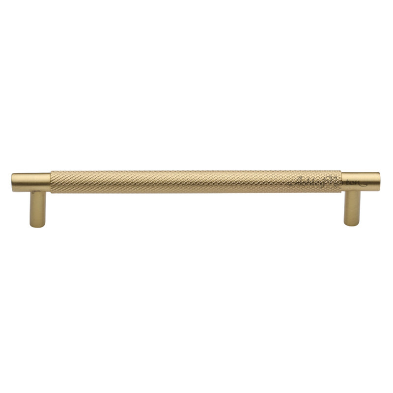 Bern Knurled Cabinet 6" Center to Center Bar Pull, 6", Satin Brass