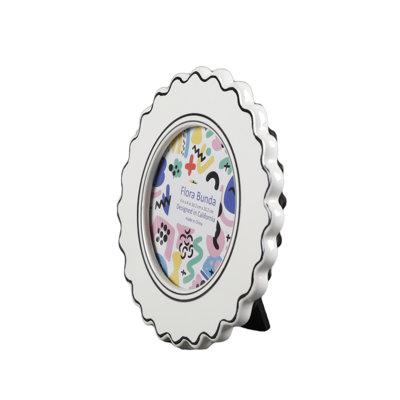 4 X 4  Comic Ceramic Frame In White With Black Trim