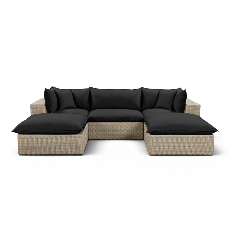 Petit canapé modulaire d'extérieur Cali, 3, Sofa, 2 Ottomans
