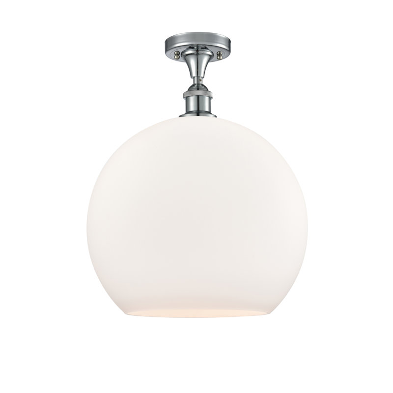 Plafonnier semi-encastré 1 lumière Cindi, Blanc mat, H 18,38 po x l 13,75 po x P 13,75 po, Chrome poli