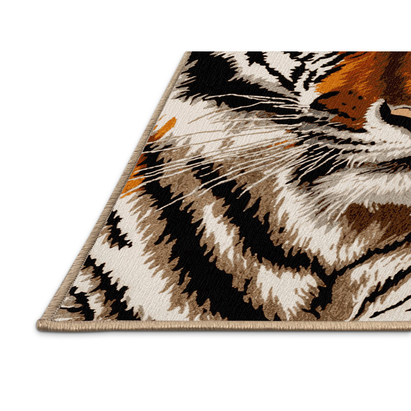 Washable Sumatran Tiger Big Cats Area Rug, Runner 2' x 5'