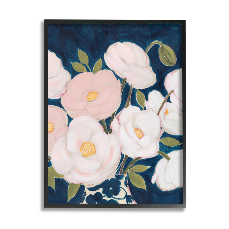«Luminous Floral Bouquet» par Grace Popp, impression sur toile, H 30 po x l 24 po, Giclée encadrée noir minuit