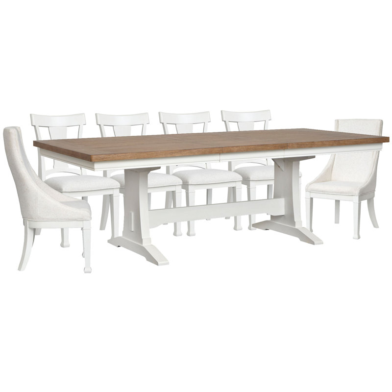 Table de salle à manger à tréteaux extensible Gelinas avec 4 chaises d'appoint et 2 chaises d'hôte
