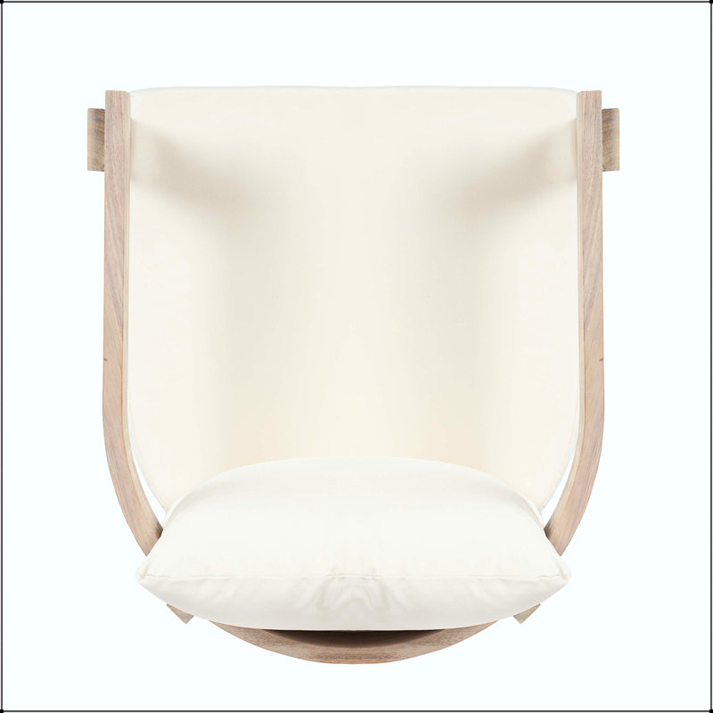 Chaise de salle à manger en bois d'acacia avec coussins crème moelleux et motif décoratif