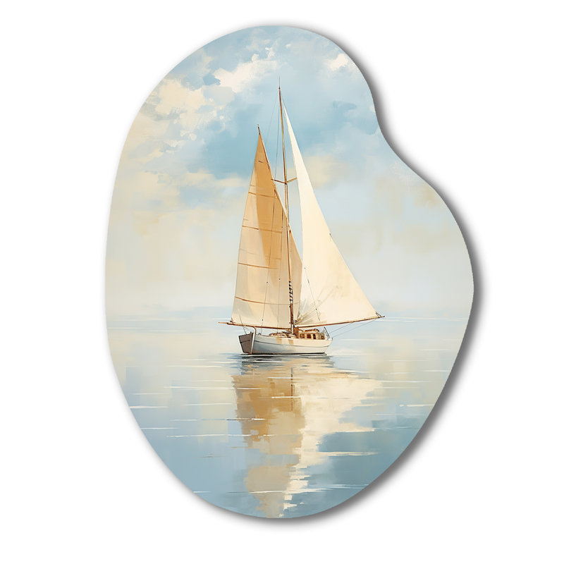 Alrita - Bateau à voile en forme de poire, art mural en métal asymétrique, H 30 po x l 22 po