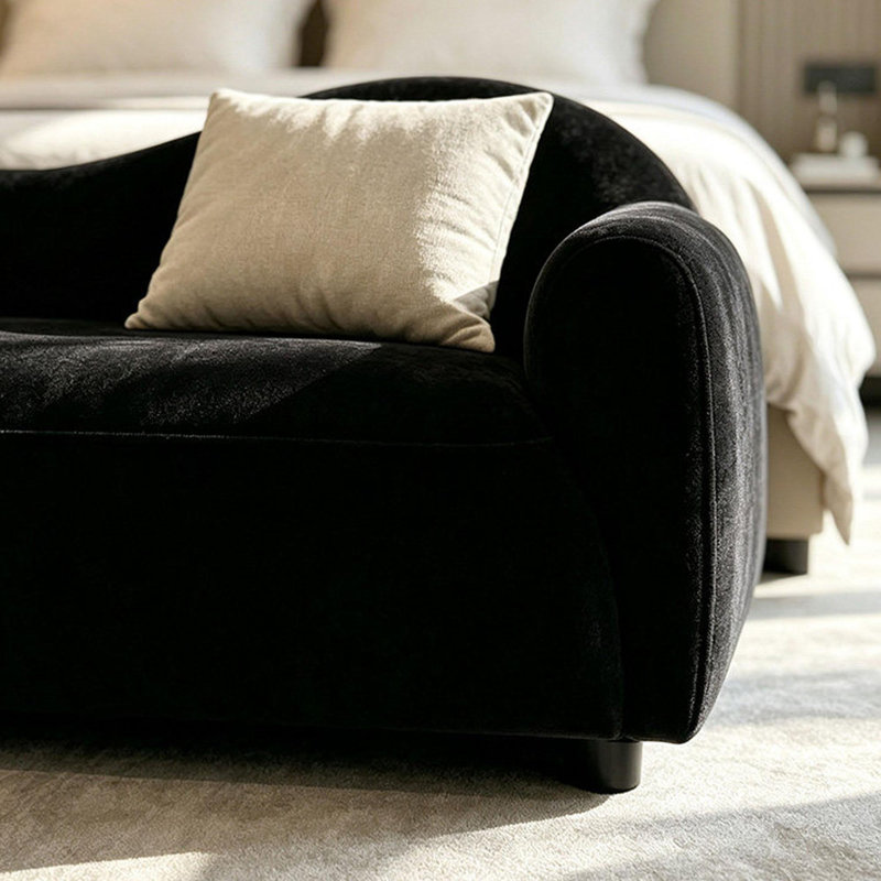 Chaise longue minimaliste en tissu noir, Orienté vers la gauche
