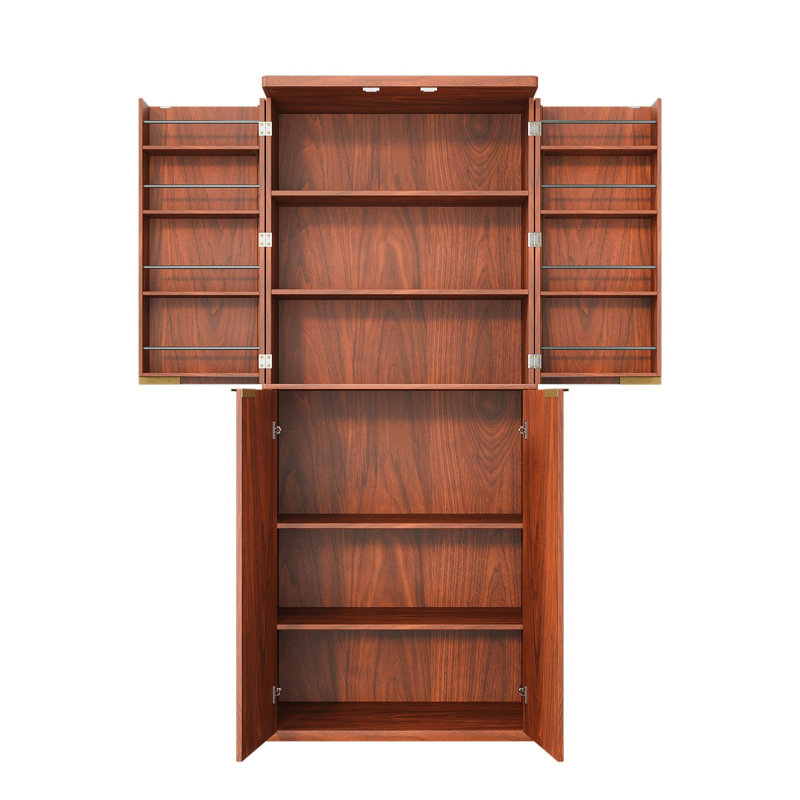 Garde-manger moderne en noyer, rangement en MDF spacieux pour la cuisine