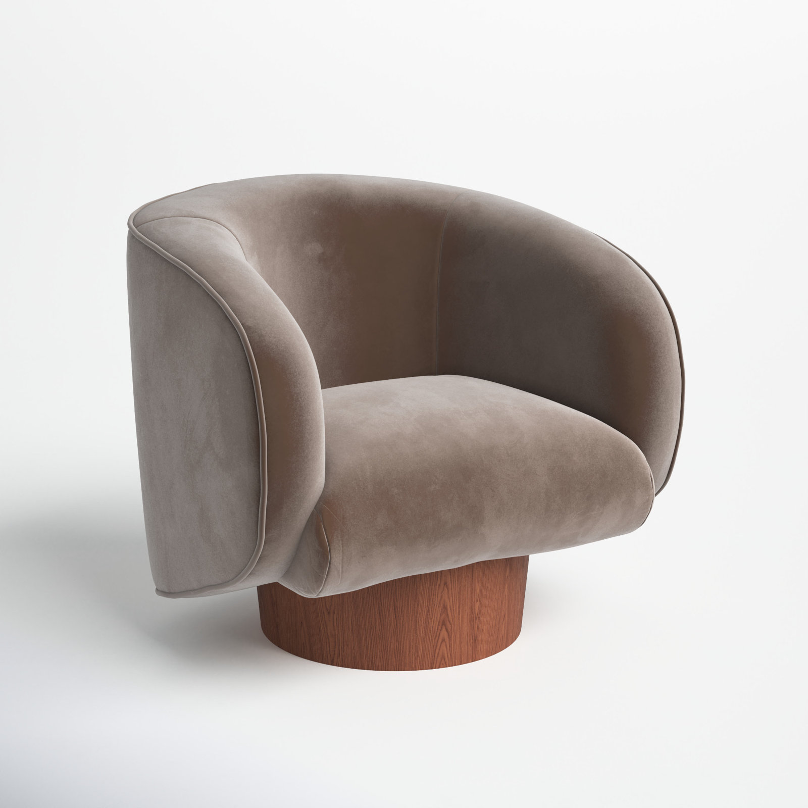 Oak Swivel Barrel Chair, Grey, Brown