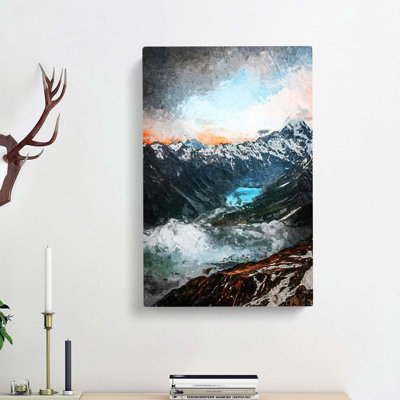 Mount Cook New Zealand In Abstract - Wrapped Canvas Painting