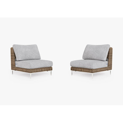 Brown Wicker Outdoor Armless Chair Conversation Set, Pacific Fog Grey