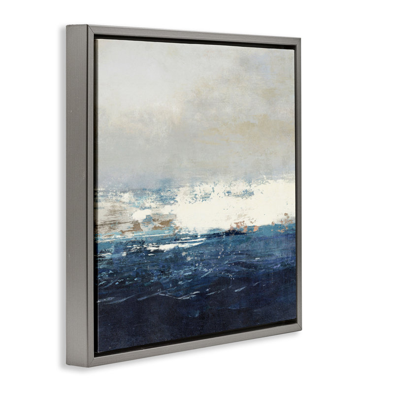 Art abstrait sur toile marée abstraite par Suzanne Nicoll, Cadre flottant gris lustré, H 25 po x l 25 po