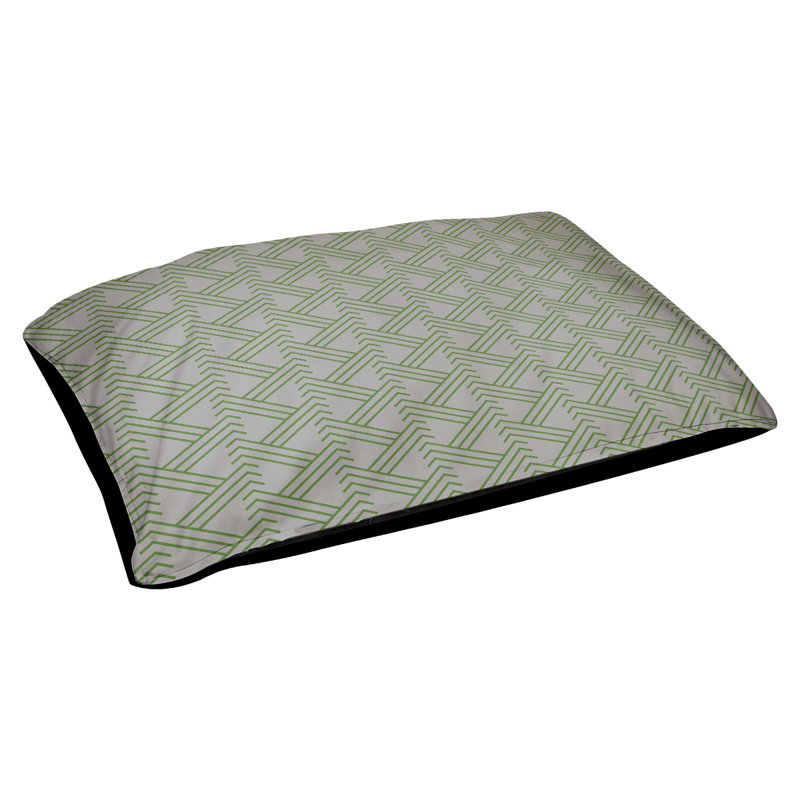 Coussin pour chien en extérieur à motif zig zag Chen, Moyen (l 40 po x P 6,5 po x H 30 po), Gris / Vert