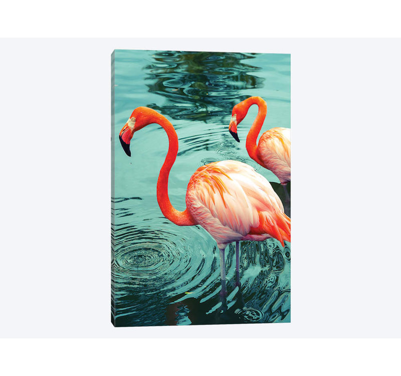 « flamant rose », impression sur toile, H 18 po x l 12 po x P 1,5 po