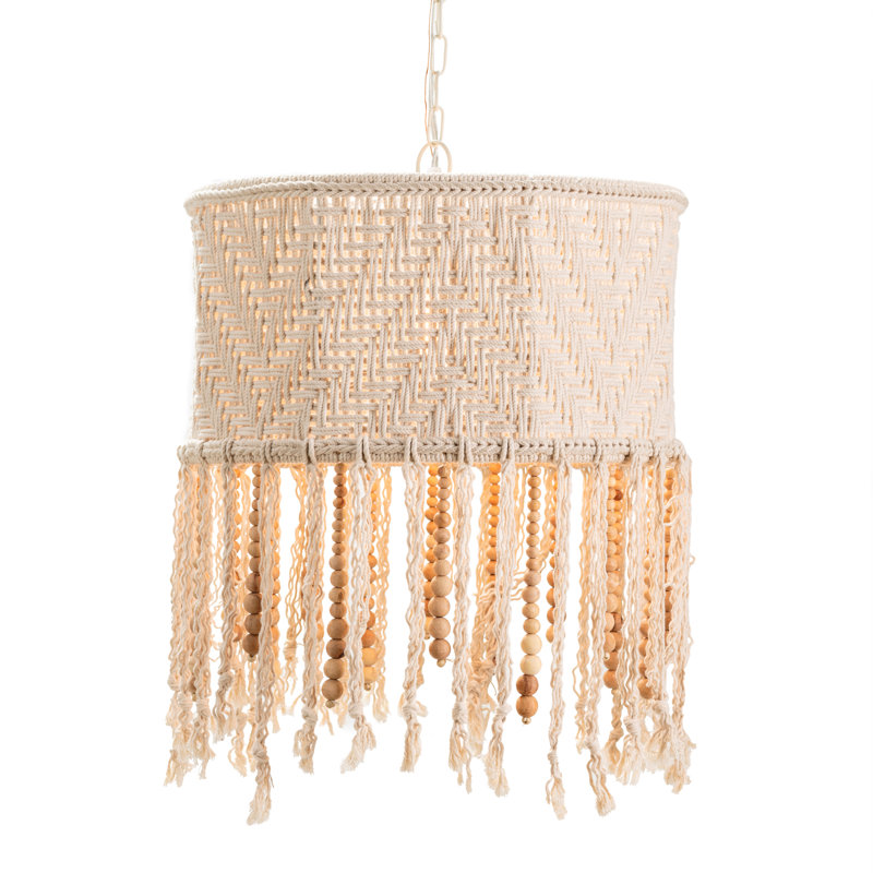 Luminaire tambour suspendu unique à 1 lumière avec des accents perlés