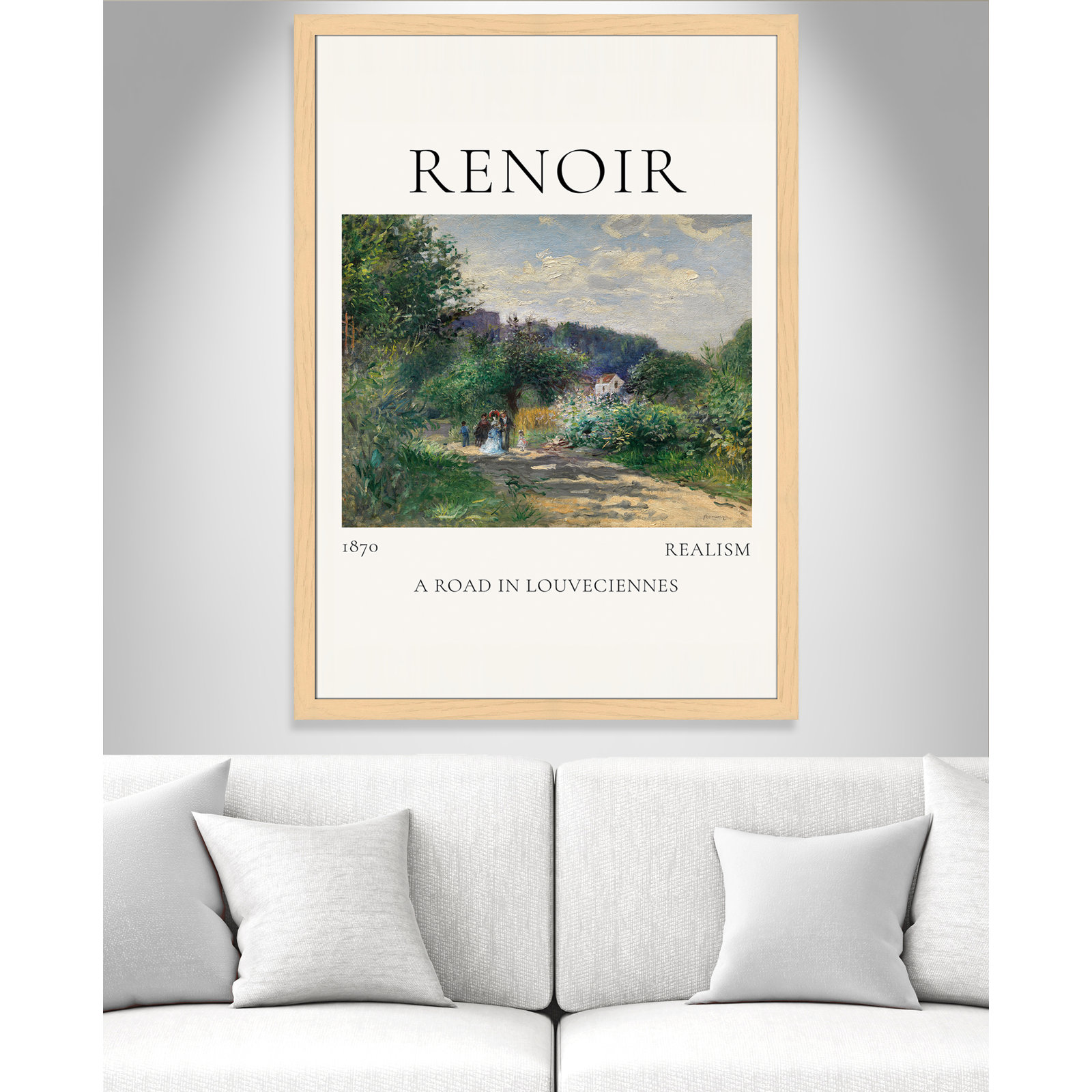 Rocchetto "A Road in Louveciennes" Print, Natural Single Picture Frame, No, 49" H x 35" W x 1.25" D